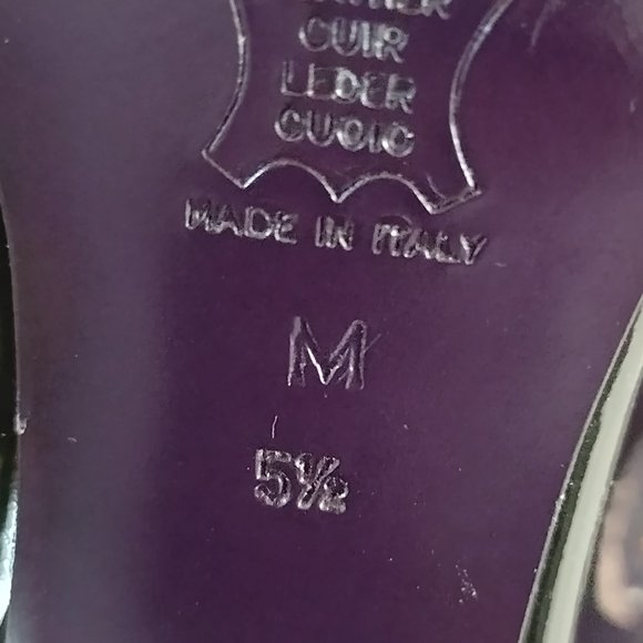 FENDI Silver FF Logo Black Patent Leather Square Toe Heels Vintage New 5.5M - Picture 7 of 12